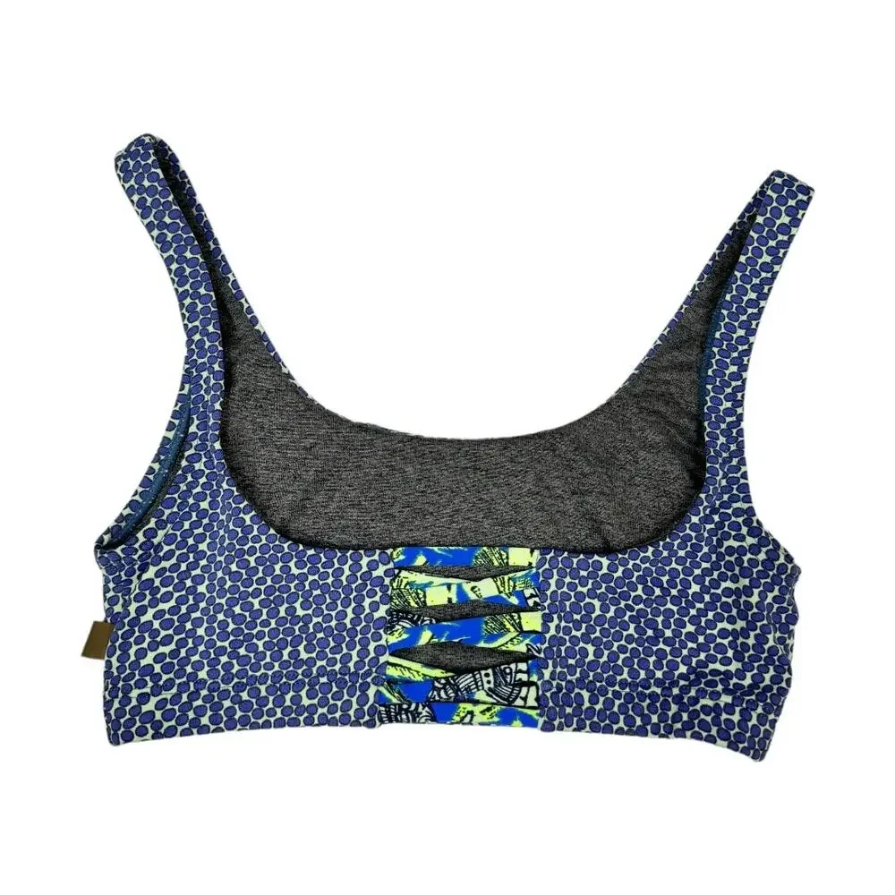 Maaji Matching Workout Set Small Sports Bra Stirrup Leggings Blue Print Beach - Picture 3 of 13